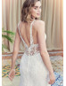 Ivory Lace Tulle Open Back Dreamy Wedding Dress